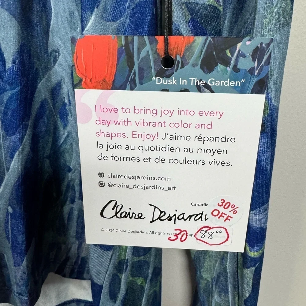 Claire Desjardins Abstract Floral Knit V Neck Blouse Large NWT - Picture 7 of 10